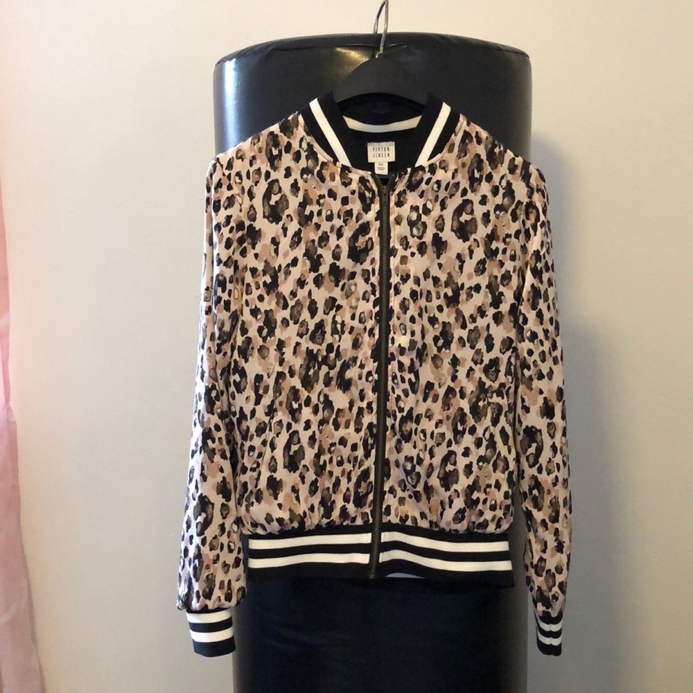 Peyton Jensen Melody Pale Pink Leopard Bomber